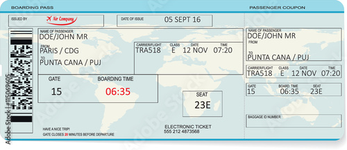 Pattern of a boarding pass or air ticket