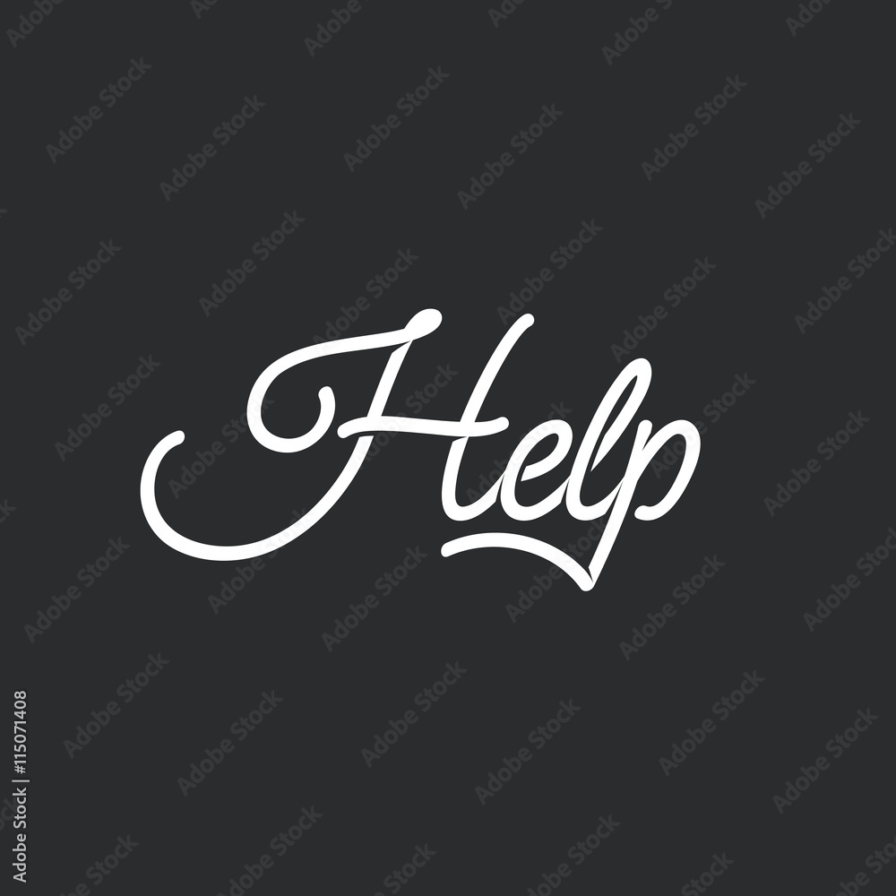 Help. Trendy script lettering, vector retro typographic design. Help. Trendy script lettering, vector retro typographic design.