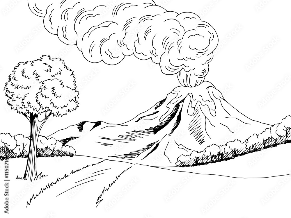 Volcano Black And White