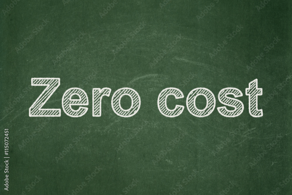 Fototapeta premium Finance concept: Zero cost on chalkboard background