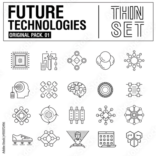 New modern thin line icons set technology of future