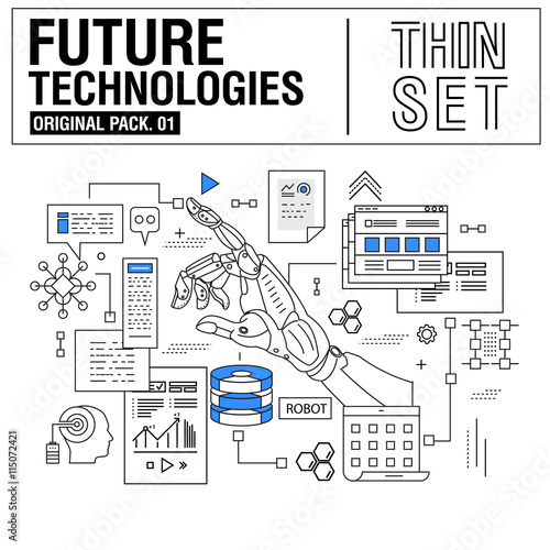 New modern thin line icons set technology of future