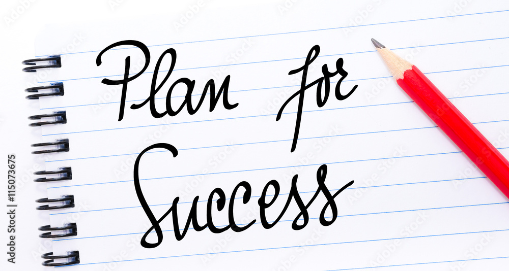 Plan For Success written on notebook page Plan For Success written on notebook page