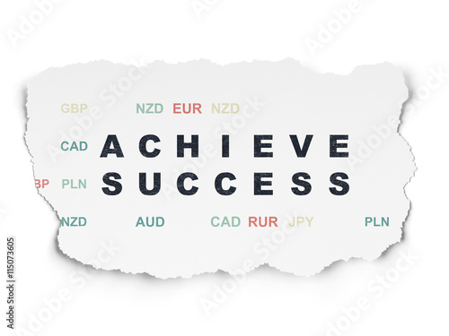 Business concept: Achieve Success on Torn Paper background