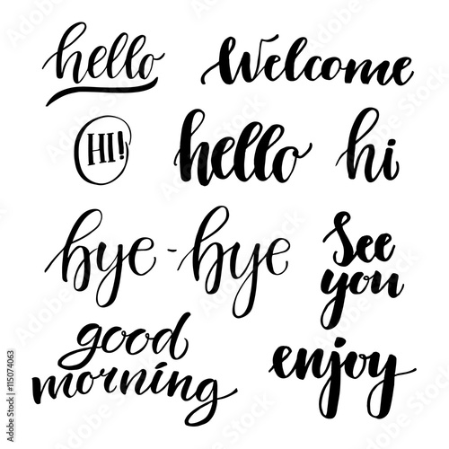 Vector illustration - hand lettering catchwords (hello, good mor