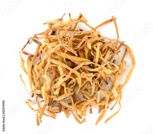 Dried Day Lily on white background