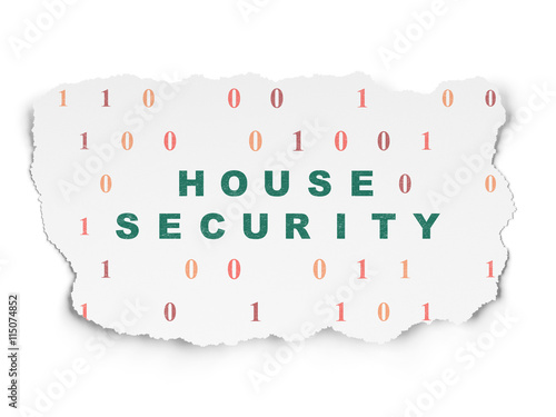 Protection concept: House Security on Torn Paper background
