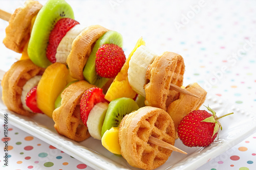 Fruit skewers on a dish