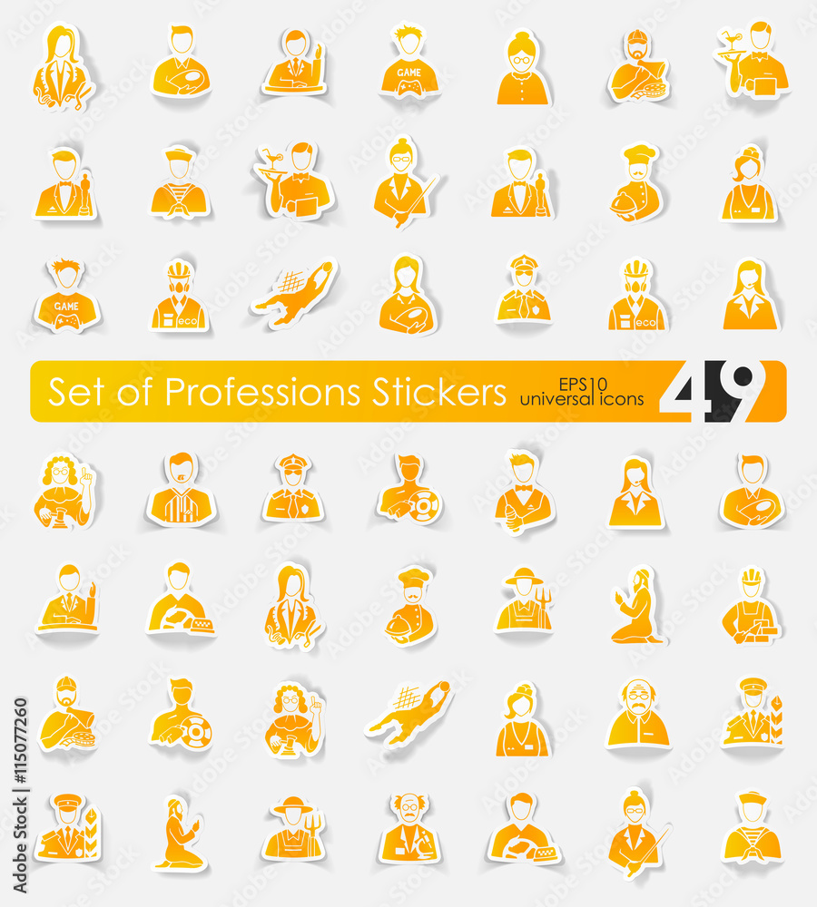 Fototapeta premium Set of professions stickers