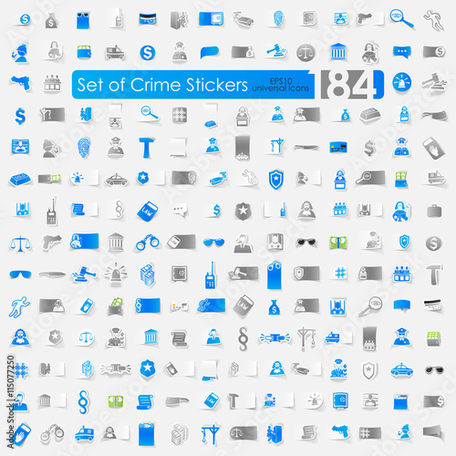 Set of crime stickers