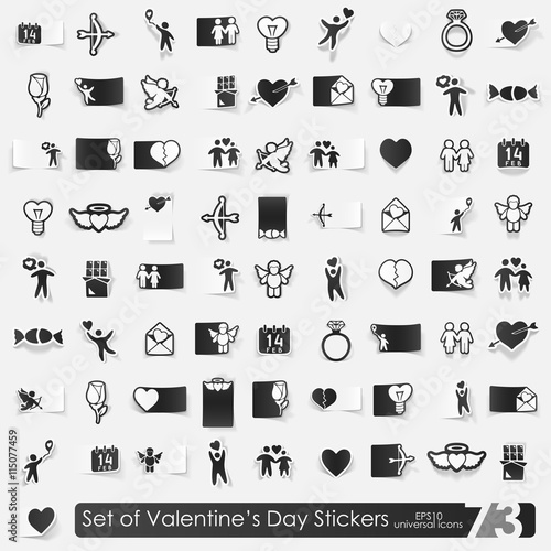 Set of Valentine's Day stickers
