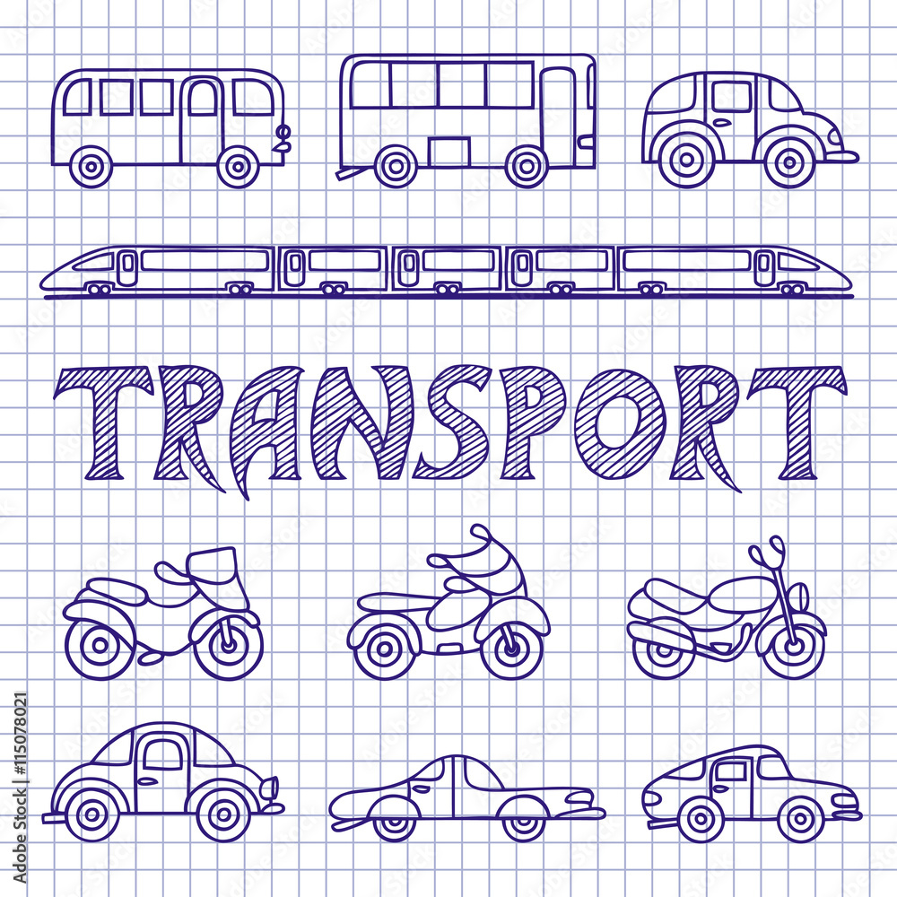 Fototapeta premium Set ground transport sketch.