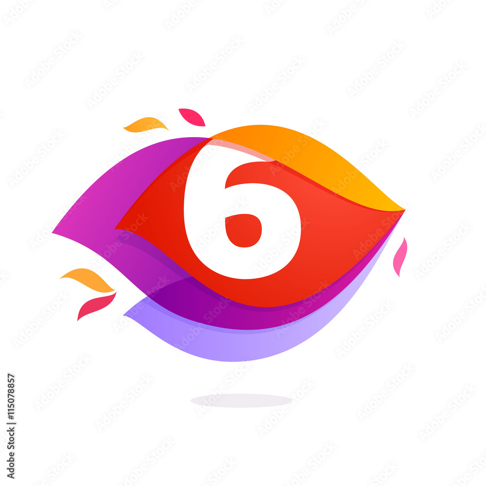 Number six logo in flame intersection icon. Number six logo in flame intersection icon.