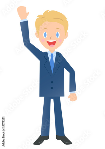 手を上げて挨拶するビジネスマン 男性会社員のイラスト素材 Stock Vector Adobe Stock