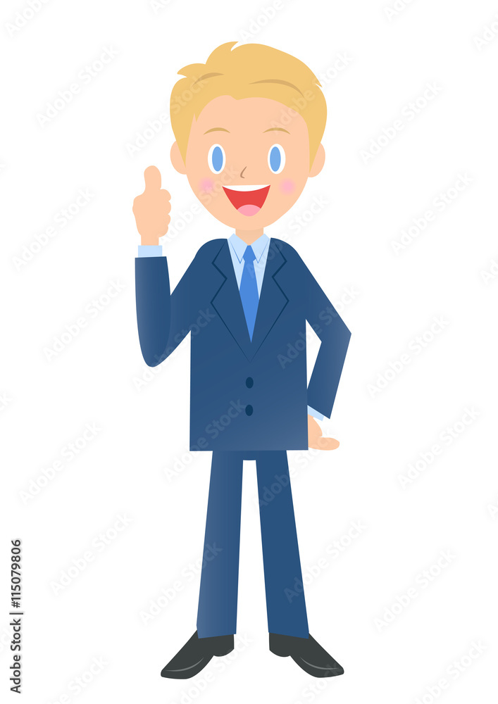 親指を立てるビジネスマン　男性会社員のイラスト素材