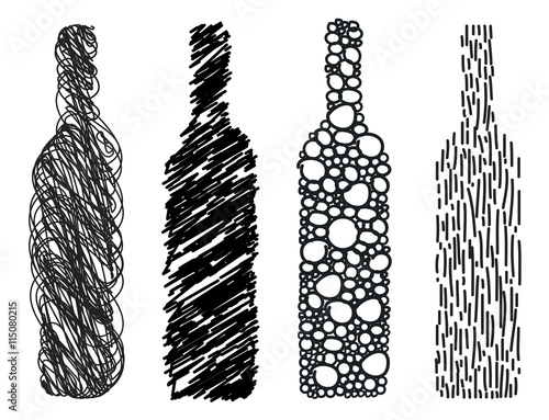 wine bottles, abstract, vector