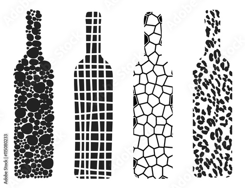 wine bottles, abstract, vector