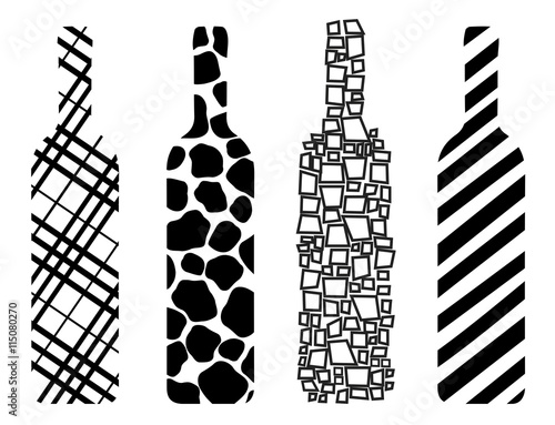 wine bottles, abstract, vector