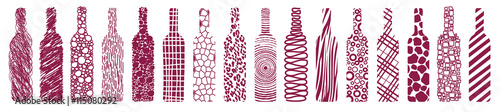 wine bottles, abstract, vector