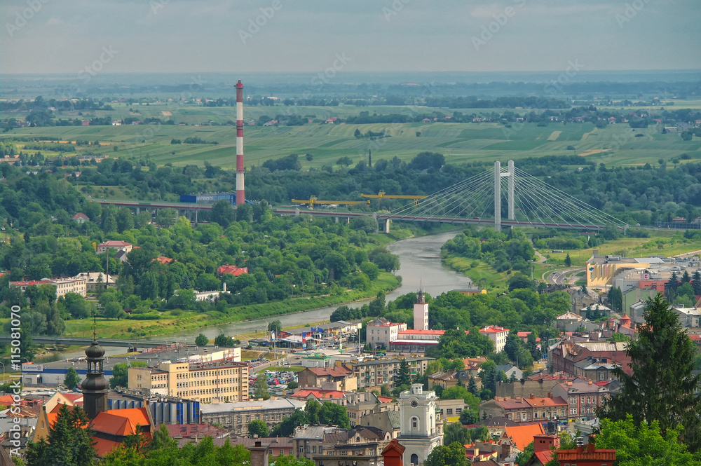 Aerial view of Przemysl from Tartar hill, Poland