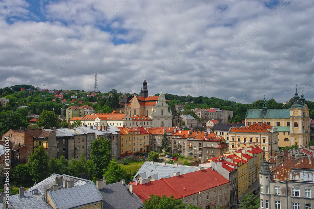 Aerial view of Przemysl town center