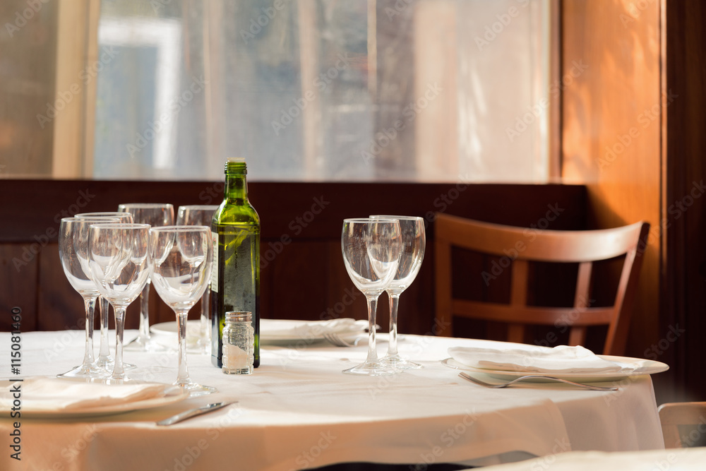 The restaurant serves for lunch. Photos with beautiful bokeh