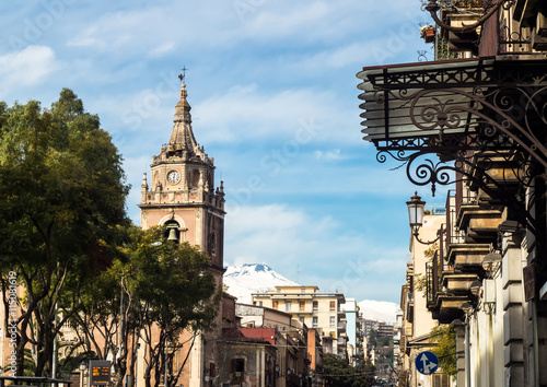 Via Etnea in Catania with Etna Volcano