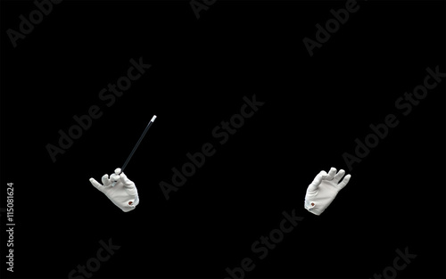 Картината върху платно magician hands with magic wand showing trick