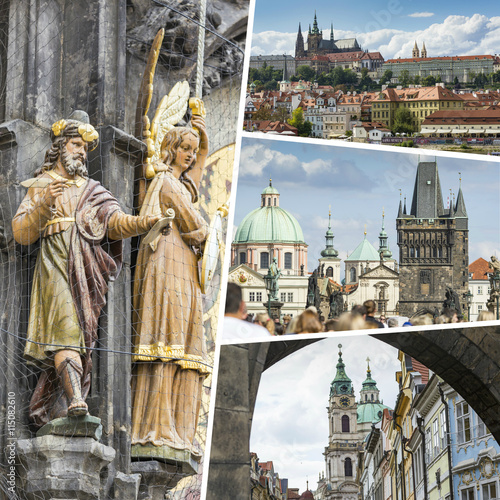 Collage of Prague ( Chech Republic ) images - travel background