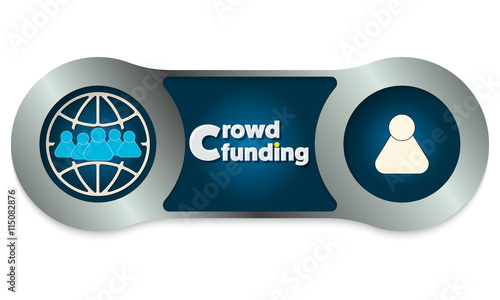 Two scratched metal frames and the words crowd funding