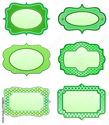 Set of green icon designs in old fashioned style