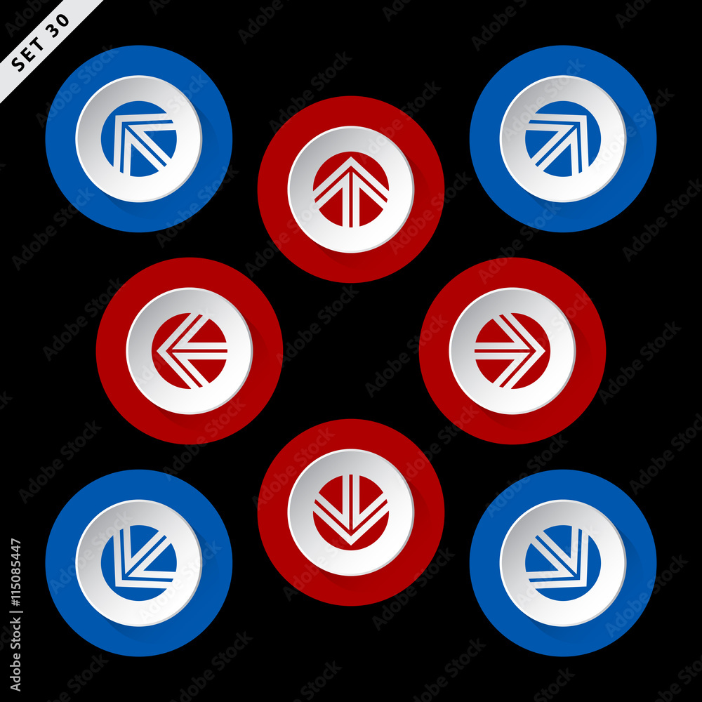 red and blue arrows, eight directions