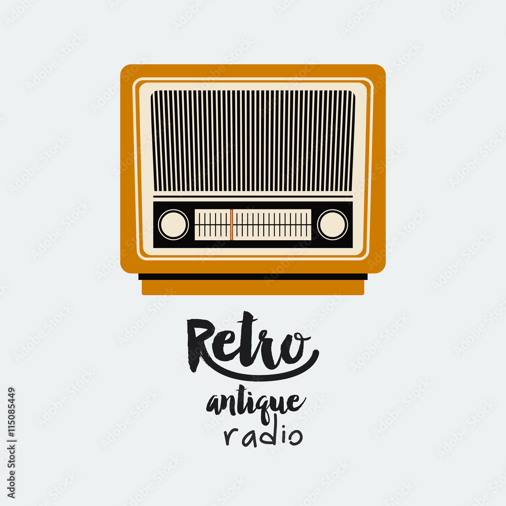 retro radio poster isolated icon design retro radio poster isolated icon design