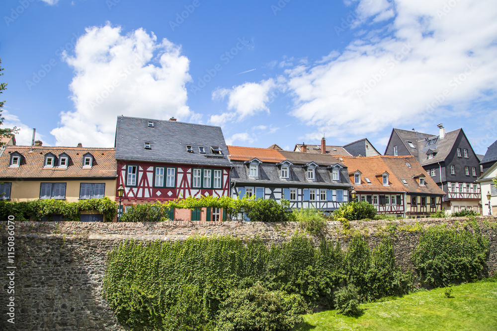 old town Frankfurt Hoechst with its half-timbered houses old town Frankfurt Hoechst with its half-timbered houses