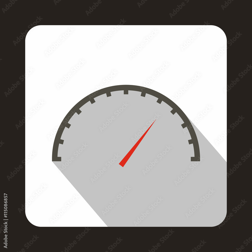Factory speedometer icon in flat style with long shadow. Auto spare ...