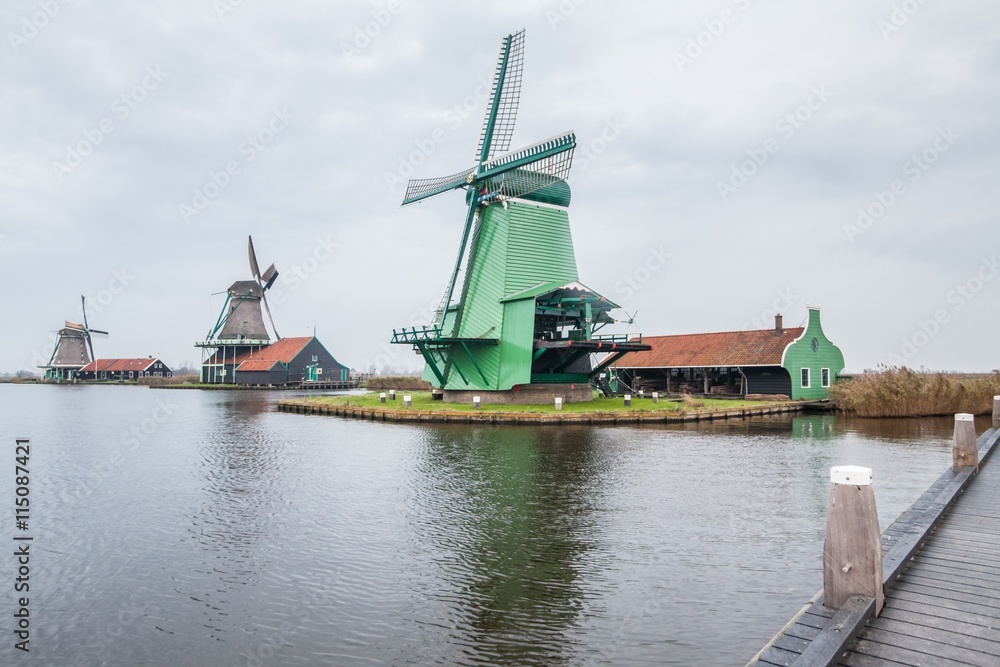 Amsterdam Holland, November 2014 : Holiday in Holland - Cold raining wet winter of Dutch Village Zaanse Schans