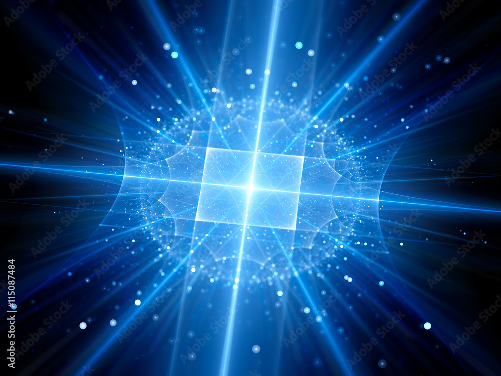 Naklejka premium Futuristic blue glowing artificial intelligence with particles