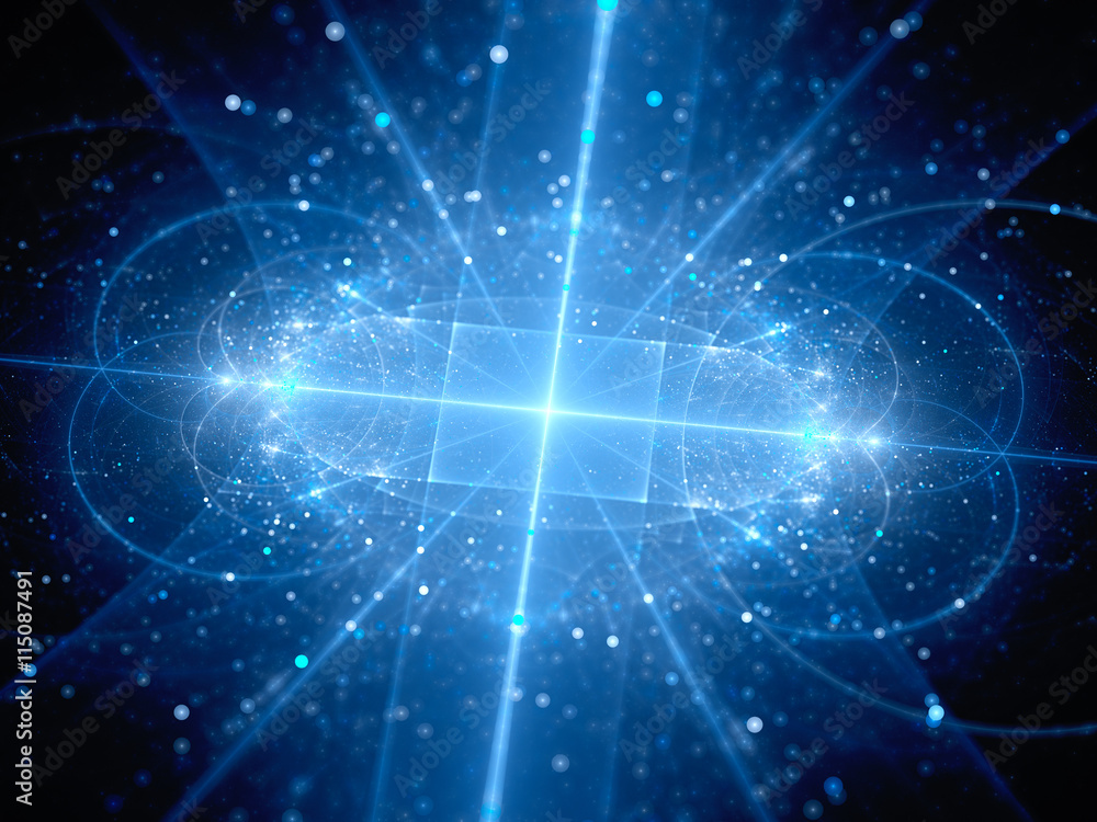 Blue glowing new hardware technology in space Blue glowing new hardware technology in space