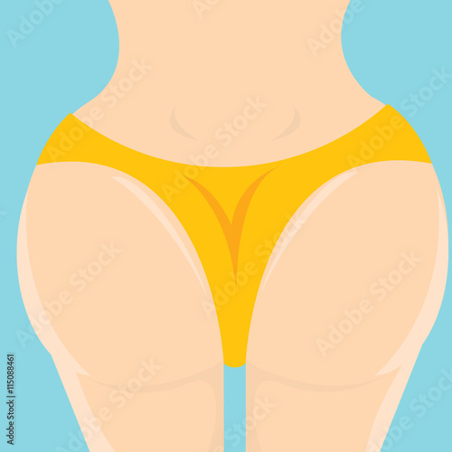 Sexy woman big booty. Vector girl in bikini