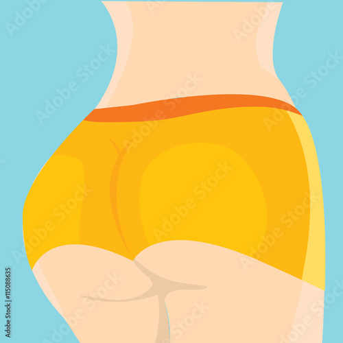 Sexy woman big booty. Vector girl in bikini