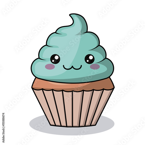 cupcake character kawaii style isolated icon design