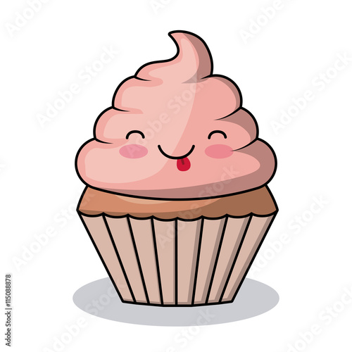 cupcake character kawaii style isolated icon design