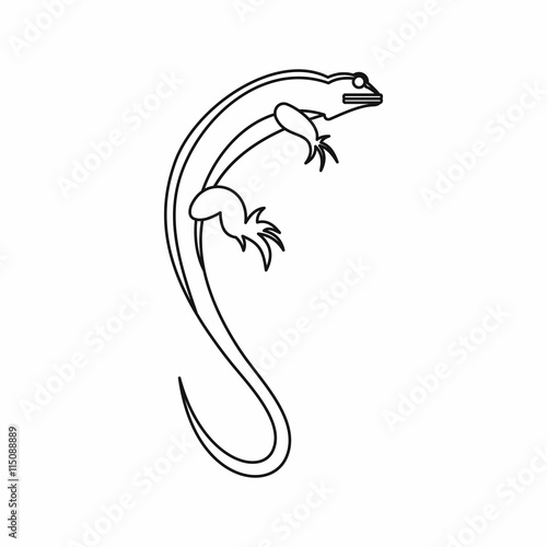 Lizard icon in outline style isolated vector illustration. Reptiles symbol