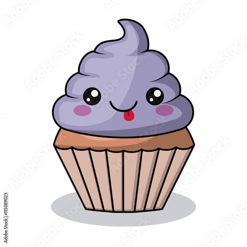 cupcake character kawaii style isolated icon design