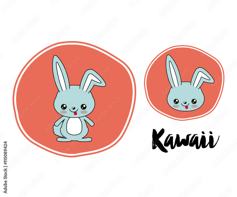 rabbit character kawaii style isolated icon design rabbit character kawaii style isolated icon design