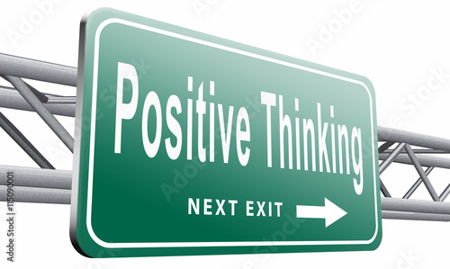 Positive thinking, being an optimist and think positive. Having a positivity attitude that leads to a happy optimistic life and mental health... photo