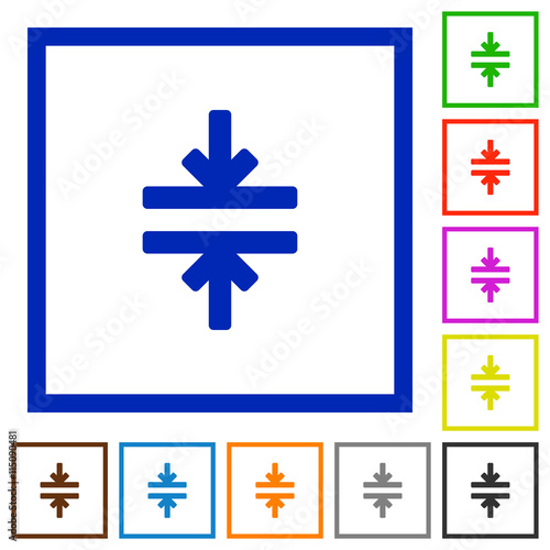 Horizontal merge framed flat icons