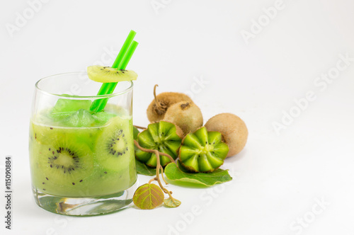 Fresh kiwi fruit with kiwi juice for healthy dessert