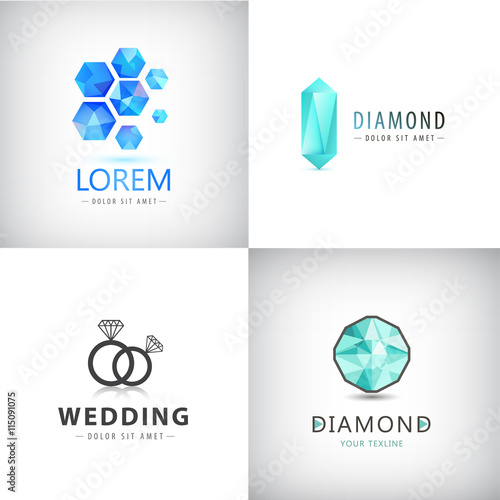 Vector set of jewelery logos, diamond illustration, crystal icons