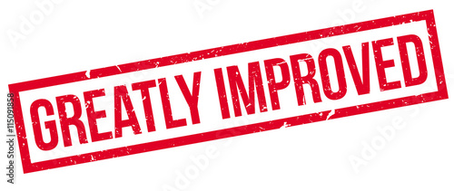 Greatly Improved rubber stamp on white. Print, impress, overprint.